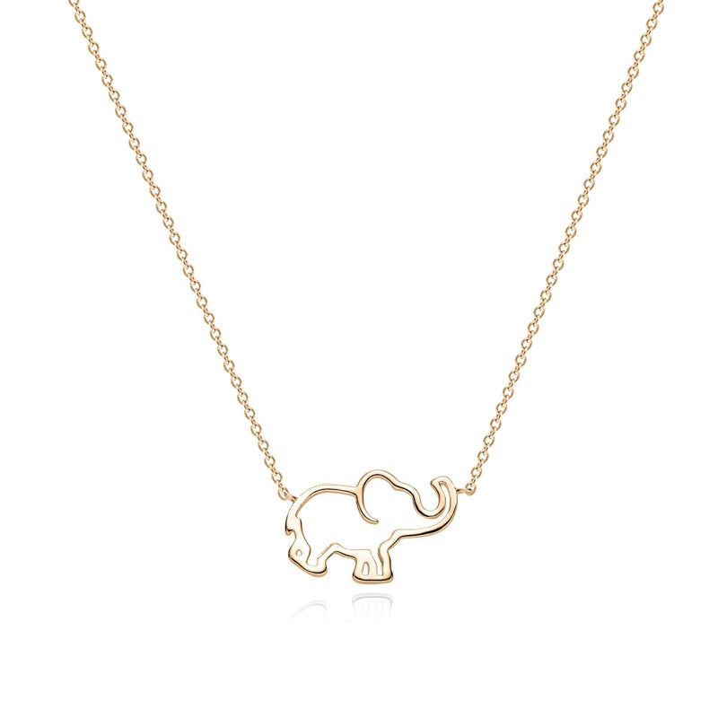 Fettero Elephant Necklace for Women Gold Open Pendant Dainty Chain 14K Gold Plated Minimalist Simple Cute Animal Jewelry Gift - Image 1